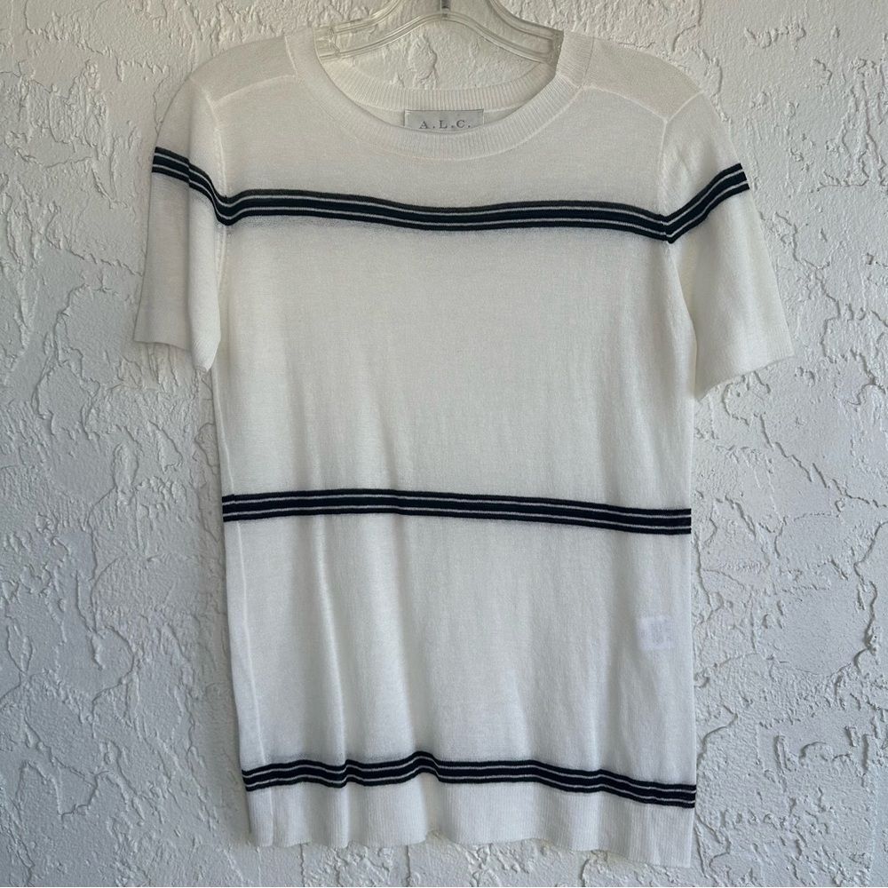 ALC Knit‎ Blouse Top Women XS Stripe Preppy Beachy Resort Vacation Minimalist